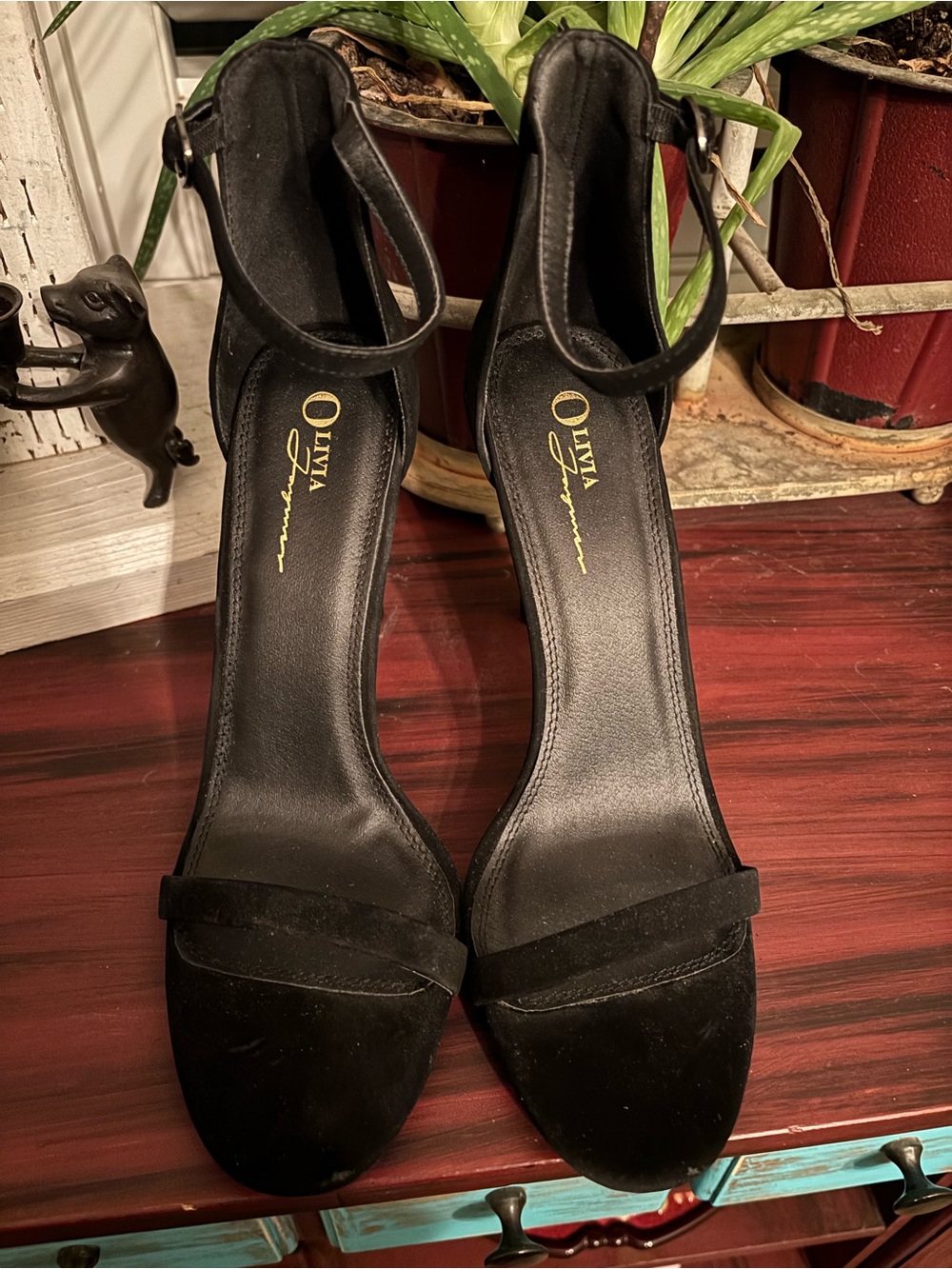 Olivia Ferguson Women's Black Suede Ankle-Strap High Heels size 11 - Picture 3 of 8